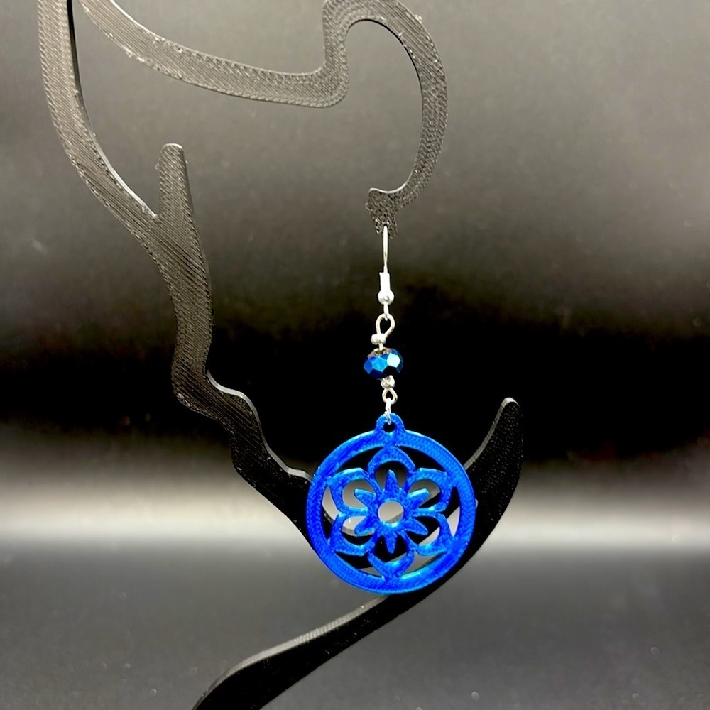 Round Flower Earrings - Picture 5 of 7